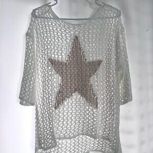 White Mesh Top with Star Design
